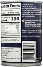 Blue Dragon Regular Coconut Milk, All natural, No Additives, NON-GMO, Gluten free, Vegan friendly, 13.5oz per can (Pack of 6)