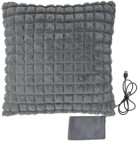 USB Heated Cushion Chair Sofa Bed Throw Pillow Home Office Lumbar Support Cushion Electric Heating Pad for Back, Abdomen, Lumbar, Neck, Shoulder (Gray)