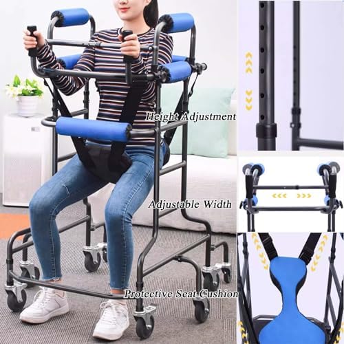 8 Wheels Walkers for Seniors, Height Adjustable Elderly Walking Mobility, Portable Medical Walker 350lbs Capacity, Standing & Walking Mobility Aid, for The Elderly, Disabled, Stroke
