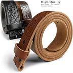 100% One-Piece Full Grain Leather Belt Straps with No Slot Hole/Slot Hole/Heavy-Duty, Multi Options 1-1/2" (38mm) Wide