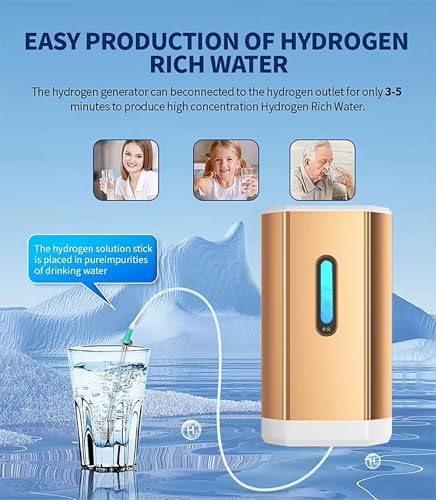 Hydrogen Inhalation Therapy Machine, Brown's Gas Inhaler, 99.99% High Purity H2 Water Ionizer, Dual-Port Inhaler, for Home, Clinics Blue 225ml/min