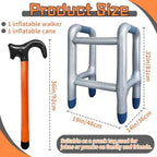 2 Pcs 100 Days of School Costume Prop Gag Gifts Inflatable Walker and Cane for Men,Funny Old Age Costume Prop for Retirement Party Decorations