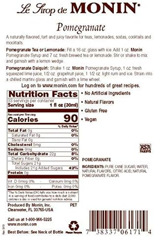 Monin Pomegranate Flavoured Syrup 1 Liter