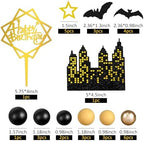 Bat Cake Topper Happy Birthday Cake Decorations for Bat Theme Birthday Halloween Supplies