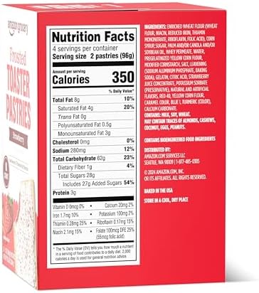 Amazon Grocery, Frosted Toaster Pastries, Strawberry, 13.5 Oz, 8 Ct