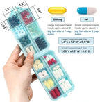 14 GRIDS Travel Pill Organizer Box with Labels - Travel Medicine Case Kit - Pocket Daily Pharmacy Container - Travel Medication Holder Dispenser for Fish Oil Vitamin Supplement Storage - Sky Blue