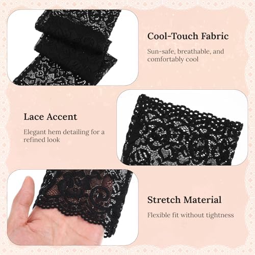 5 Pairs Women Lace Arm Sleeves Fingerless Arm Sleeve Floral Hollow Arms Cover Warmer Elbow Length Lace Sleeves to Cover Arms for Women