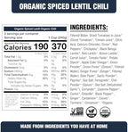 PLANTSTRONG Chili & Stew – USDA Organic, Non-GMO, Plant-Based, Vegan, Gluten-Free, Oil-Free, Lightly Salted, Ready to Heat & Serve (16.9 oz, Spiced Lentil Chili)