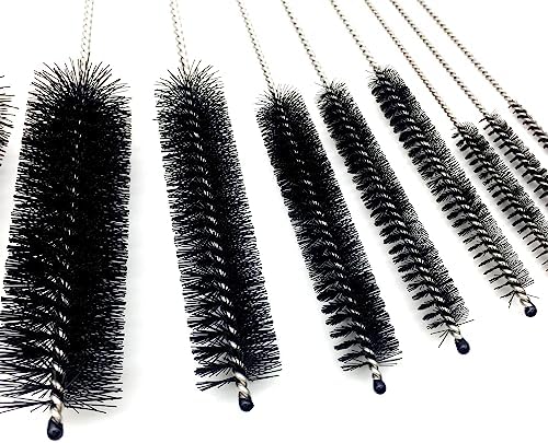 10 Piece Stainless Steel Straw Cleaning Brush Set - Durable Nylon Bristles - Multi-Size for Reusable Straws, Sippy Cups, and Narrow Neck Containers