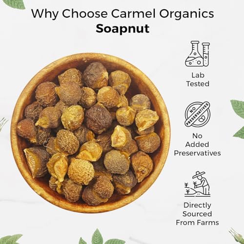 CARMEL ORGANICS Soapnut/Reetha Whole 12 Ounce | Pure Reetha Pods | Natural Hair Cleanser & Conditioner | Chemical-Free & Eco-Friendly, No Added Preservatives