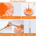360 Rotatable Adjustable Wall Mop with 5 Mop Heads, 78 Inch Wall Cleaner for Floor, Ceiling & Baseboard
