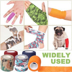 Treela 48 Pack Self Adhesive Wrap Bandage Bulk, Self Adherent Cohesive Bandage Elastic Athletic Tape Breathable Wound Tape for Stretch Athletic Sports Wrist Ankle(Colorful Camo,2 Inches X 5 Yards)