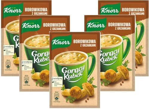 Knorr Goracy Kubek Borowikowa Hot Cup Porcini Mushroom Soup w Croutons 15g Bag (5-Pack)