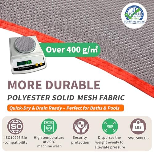 Full Body Mesh Patient Lift Sling, Universal Transfer Sling for Electric/Ceiling Hoist, Breathable Quick-Dry Medical Lifting Aid for Elderly & Disabled, 500 lbs Capacity