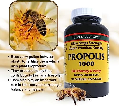 Y.S. Organic Bee Farms Propolis-Raw Unprocessed 1000mg - Your Gateway to Wellness - 90 Capsules with Bonus worldwidenutrition Multi Purpose Key Chain