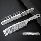 2 Pcs Metal Comb, Stainless Steel Fine Tooth Comb, Unbreakable Teeth Design, Anti Static comb, Heat Resistant, Professional Barber Comb Set, hair combs for men, Wood Grain Design