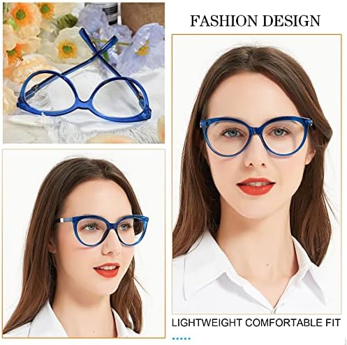 MARE AZZURO Oversized Round Reading Glasses Women Designer Reader 1.00 1.25 1.50 1.75 2.00 2.25 2.50 2.75 3.00 3.50 (Blue, 2.25)