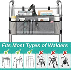 Walker Basket, Folding Walker Bag with Cup Holder, Walker Accessories for Seniors, Gray