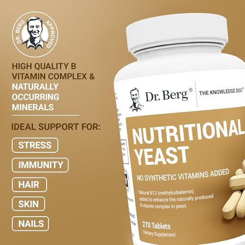Dr. Berg Nutritionals Yeast Tablets – Natural B12 Added - All 8 B Vitamin Complex – Organic Vanilla Flavor - 270 Vegan Tablets Dietary Supplements