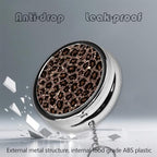 Keychain Pill Holder - Portable 3 Compartment Mini Pill Case for Pocket & Purse, Vitamin Container, Easy-Open Design for Travel - Brown Leopard