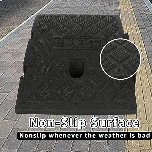 QTLCOHD 2 Pack Curb Ramps 4 Inch Rise Height Portable Lightweight Small Rubber Curb Ramp for Driveway, Threshould, Motocycles, Bike, Road, Wheelchairs