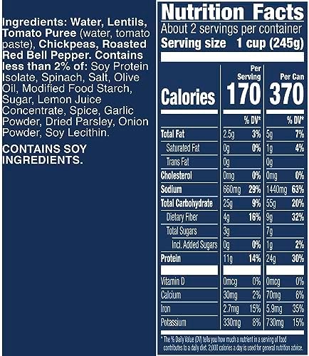 Progresso Mediterranean-Style Lentil Protein Soup, Vegetarian, 19 oz