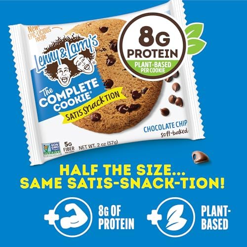 Lenny & Larry's Complete Protein Cookie, [Chocolate Chip], Chewy Soft Baked, 8g Plant Protein, Vegan, Non-GMO, High Fiber, [2 Ounce] Cookie (Pack of 12)