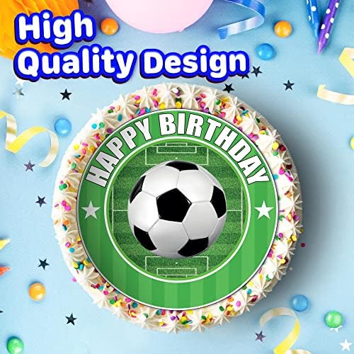 7.5 Inch Soccer Ball Cake Topper – Round Edible Birthday Cake Decorations, Happy Birthday Cake