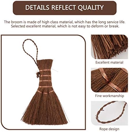 Yardwe Mini Palm Broom Tea Ceremony Brush Natural Straw Small Whisk Broom with Hanging Rope for Household Dust Cleaning 5.51X3.14X1.96In