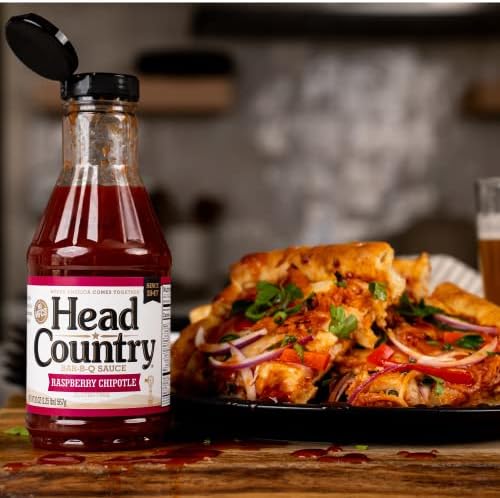 Head Country BBQ Sauce, Raspberry Chipotle | 20 Ounce Bottle | Sweet & Smoky Championship BBQ Sauce For Chicken, Pork & More