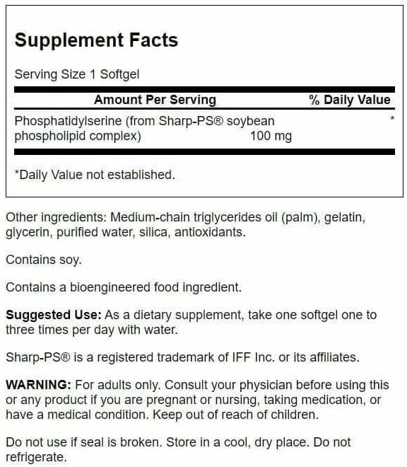 Swanson Phosphatidylserine 100 Milligrams 90 Sgels