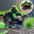 Tfwadmx Aquarium Decoration House Resin Hollow Hideout House,Small Betta Fish Hide Accessories Cave Ornament Tank Small Fish Shrimp Hideaway with Moss