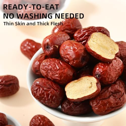 WZY Premium Dried Red Dates Jujube Dates - 100% Natural Large & Sweet Healthy Snack No Preservatives No Additives Vegan Perfect for Snacking Cooking Baking & Soups (12.3 OZ (350g))