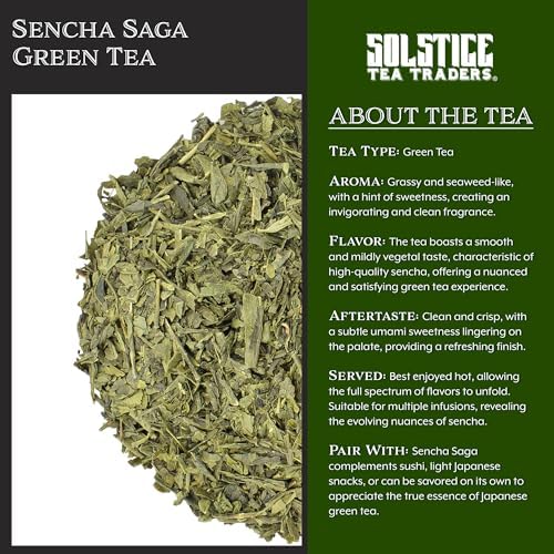 Solstice Loose Leaf Sencha Green Tea, 1 LB, Bulk 16-Ounces Japanese Style Green Sencha Tea - Approx 200+ Cups