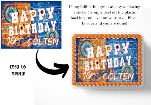 Dart Battle Birthday Cake Topper, Dart War Party Decorations, Dart Gun Party, Dart Gun Cupcake Toppers, Edible Image Cake Topper (1/4 Sheet)