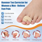 Hammer Toe Straightener for Women & Men - 2 Pack Hammer Toe Corrector for Crooked, Overlapping Toes, Toe Splint & Spacers for Toe Straightening and Relaxation