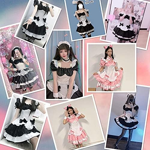 Anime French Maid Lolita Fancy Queen Princess Dress Cosplay Costume Furry Cat Ear Gloves Socks Set