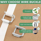 3/4" Heavy Duty Metal Wire Buckle for Woven Cord Strapping 100 Pack