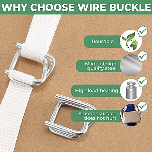 3/4" Heavy Duty Metal Wire Buckle for Woven Cord Strapping 100 Pack