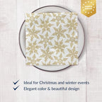 PAW - Winter Luncheon Napkins 6,5'' x 6,5'', White and Gold Disposable Paper Napkins with Snowflakes, Lunch Napkins for Winter Birthdays, Christmas Parties, New Years, Decoupage, 50 Count