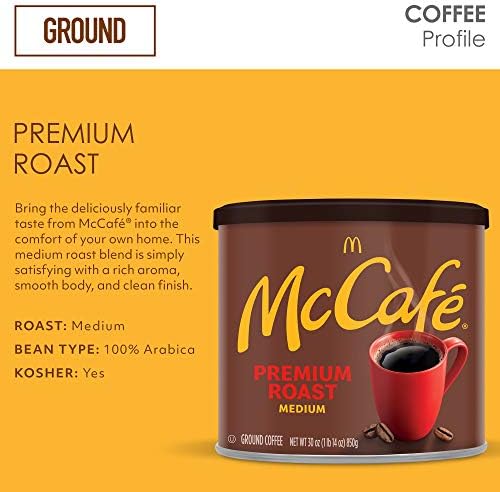 McCafe Premium Roast, Medium Roast Ground Coffee, 30 oz Canister