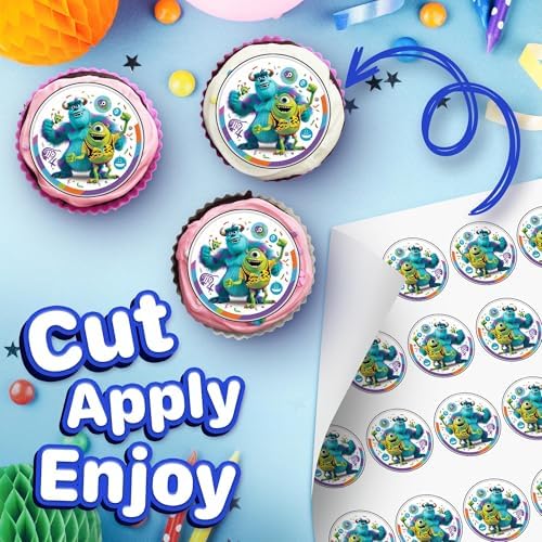30 x Edible Cupcake Toppers – Fun Monster Adventure Collection of Edible Cake Decorations | Uncut Edible on Wafer Sheet