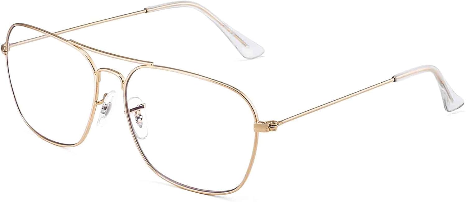 JM Aviator Blue Light Blocking Computer Glasses, Square Eye Protect Video Eyeglasses Anti Glare Men Women