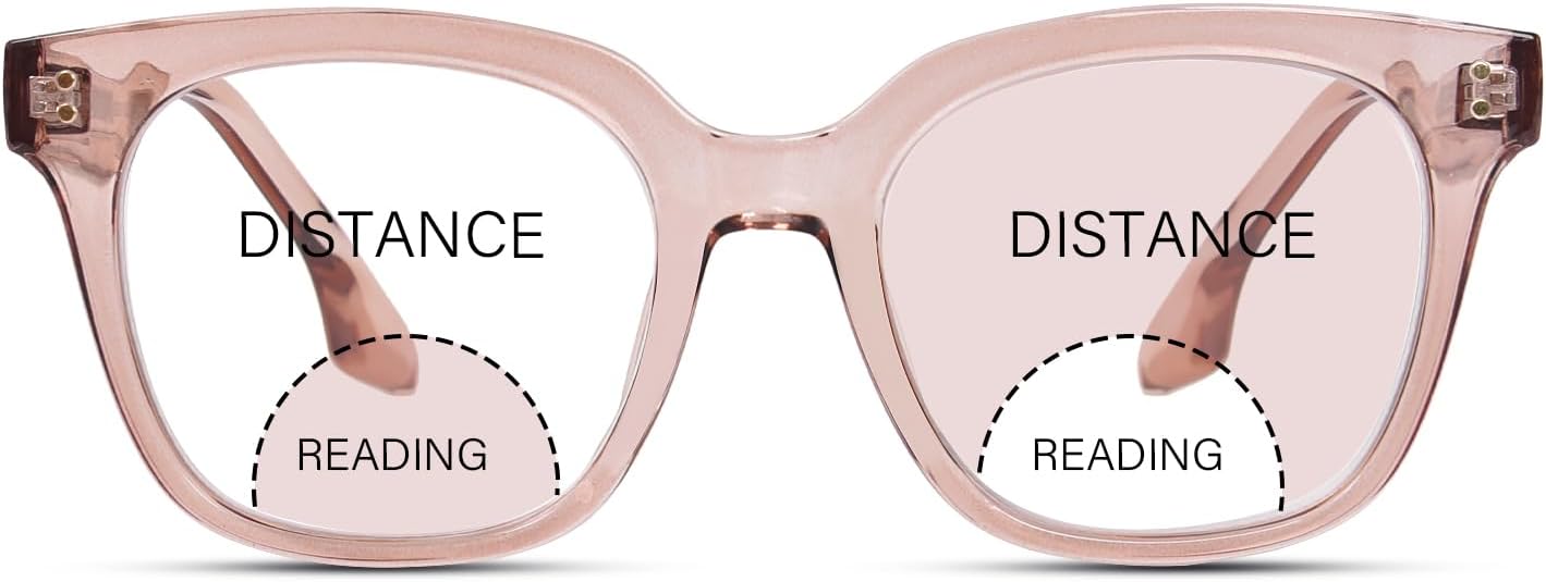 Bifocal Reading Glasses for Women Men Oversized Blue Light Blocking Clear Top Computer Readers