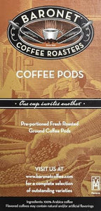Baronet Coffee Organic ESE Espresso Pods - Espresso Roast , 7.2 Grams - Individually Wrapped for Freshness - Rich, Traditional Flavor - 18 Count (Pack of 3)