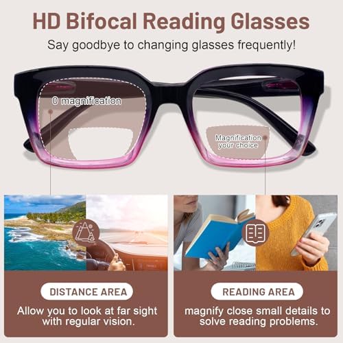 MARE AZZURO Bifocal Reading Glasses Women Oversized Blue Light Blocking Readers 0 1.0 1.5 2.0 2.5 3.0 3.5