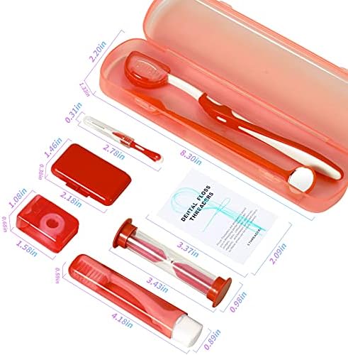 Annhua Braces Cleaning Kit Orthodontic Care Kit 8 Pack, Portable Tooth Cleaning Tools Family Oral Care Hygiene Set with Interdental Brush, Ortho Wax, Floss, Oral Mirror - Red