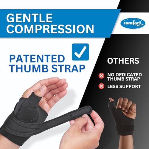 Comfort Cool CMC Thumb Brace – Restriction Split for Arthritis & Tendinitis Relief | Breathable Neoprene with Supportive Thumb Strap - Beige, Right Hand, Medium (7 to 8 inches) | NC79585