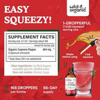 Wild & Organic Cayenne Pepper Tincture - Digestive Support with Capsaicin Extract - Cayenne Pepper Liquid Drops for Overall Well-Being - Unflavored, Vegan, Sugar & Alcohol-Free - 4 fl oz