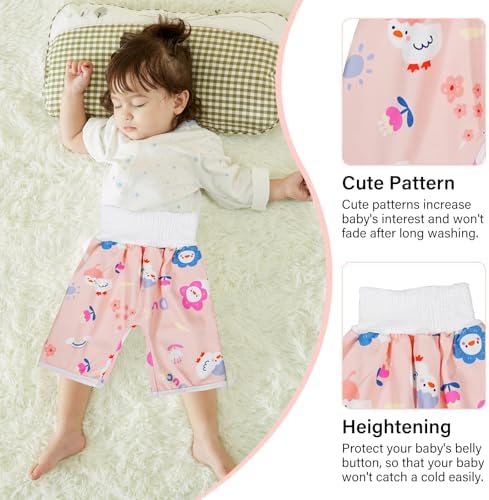 Waterproof Diaper Pants for Baby Kids, 2 Packs Absorbent Toddler Potty Training Pants Boys Girls Use Day Night (Duck M)